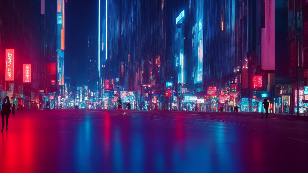 Femme moderne independante marchant seule dans une metropole asiatique lumineuse