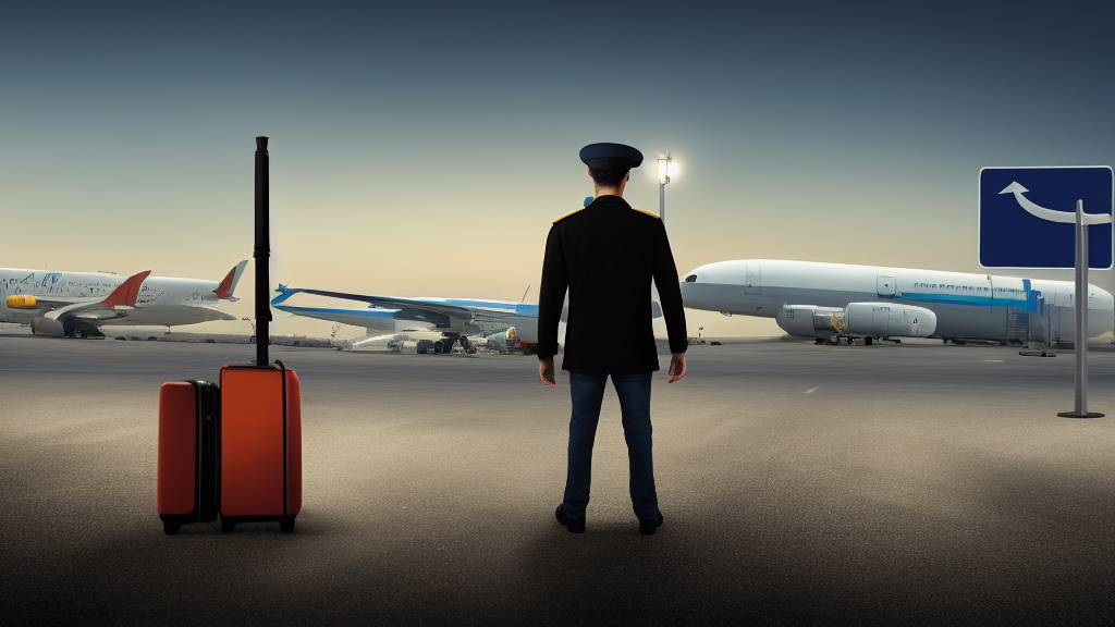 Voyageur à la croisée de deux chemins dans un aeroport, valise a la main