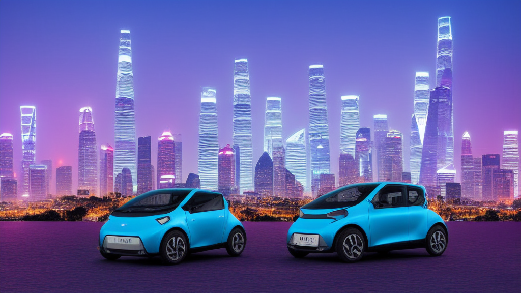 Concept visuel : la même voiture électrique avec cinq skylines de villes du monde