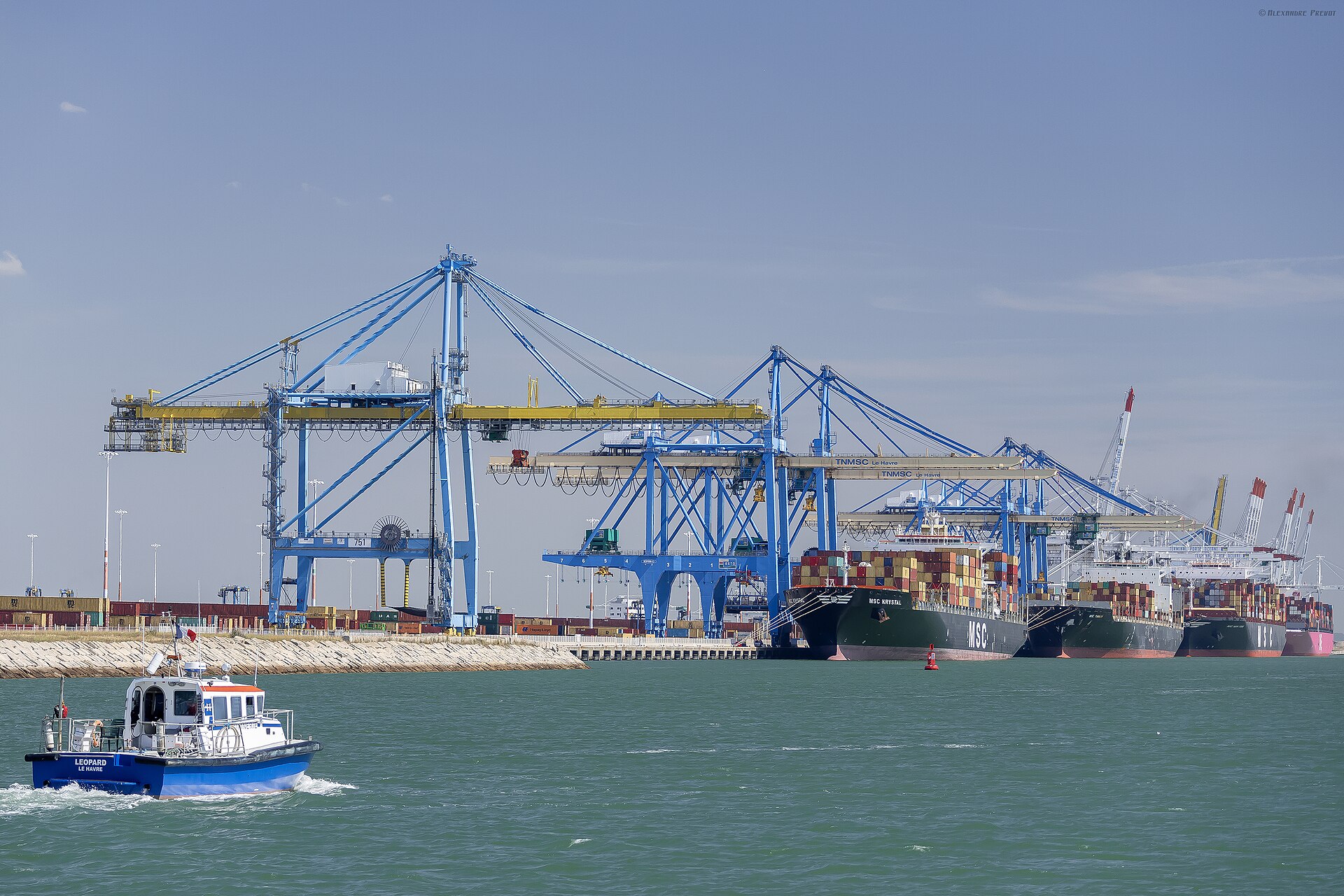 Portiques à conteneurs au port du Havre